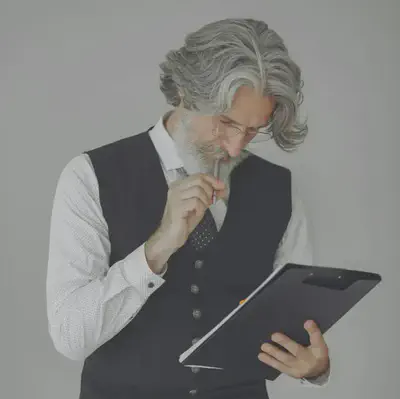 Man Studying Clipboard