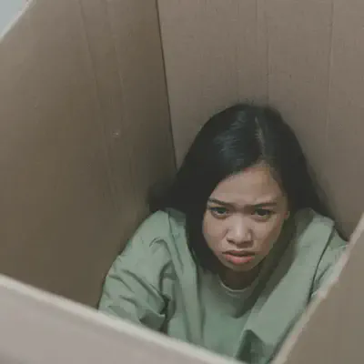 Woman in Box Claustrophobic