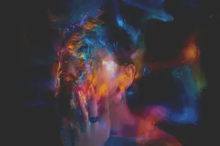 Woman with Lights on Face