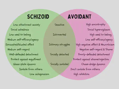 Venn Diagram Schizoid vs Avoidant