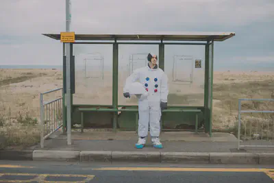Astronaut at Bus Stop